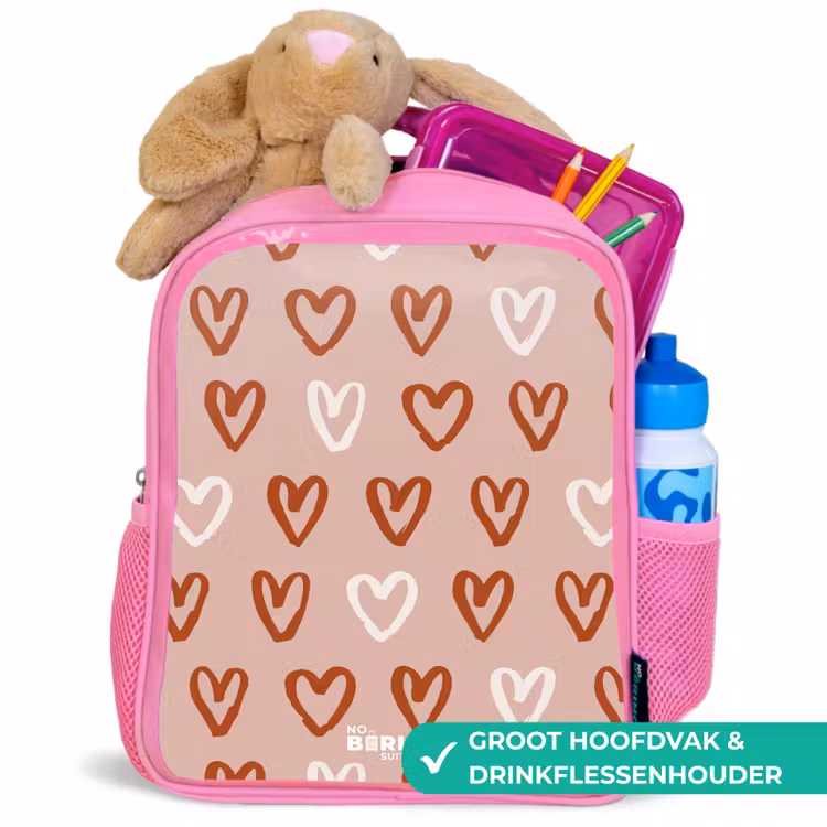 Kinderrugzak - Roze - Hartjes patroon in roze en wit — 2