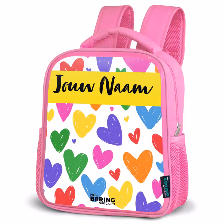 Kinderrugzak met naam - Roze - Hartjes - Patroon - Kleurrijk — 4