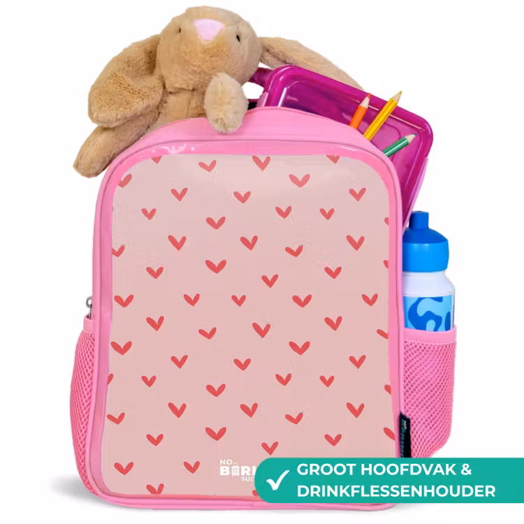 Kinderrugzak - Roze - Hartjespatroon met roze kleuren — 2