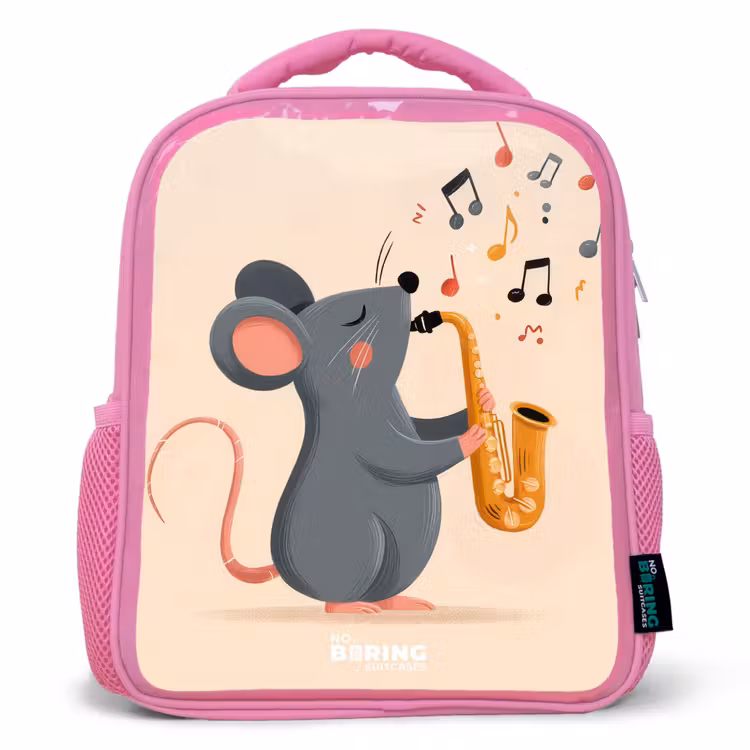 Kinderrugzak - Roze - Muis - Saxofoon - Muziek — 1