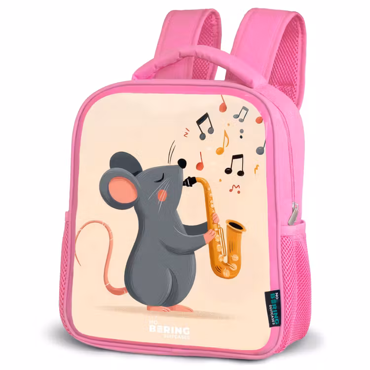 Kinderrugzak - Roze - Muis - Saxofoon - Muziek — 4