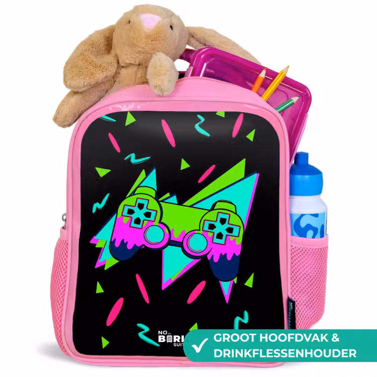 Kinderrugzak - Roze - Neon controller op zwart — 2