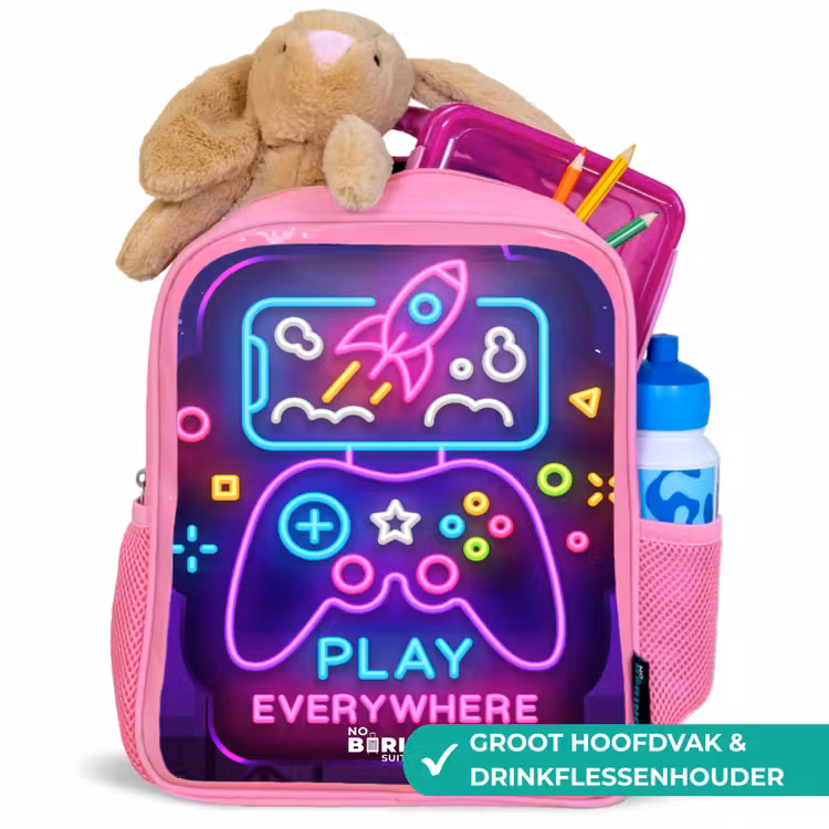 Kinderrugzak - Roze - Neonillustratie met een controller β 2