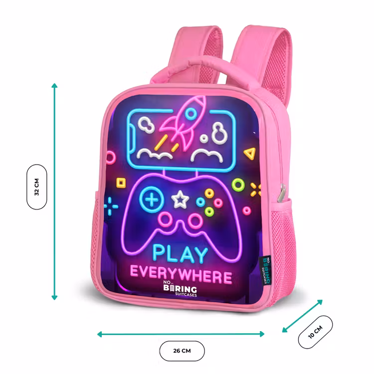 Kinderrugzak - Roze - Neonillustratie met een controller β 3