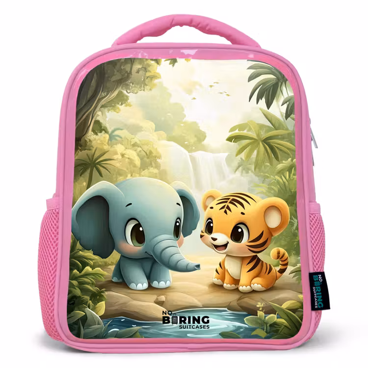Kinderrugzak - Roze - Olifant - Tijger - Bos - Jungle — 1