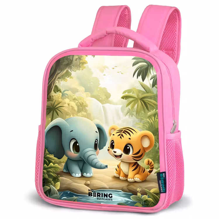 Kinderrugzak - Roze - Olifant - Tijger - Bos - Jungle — 4