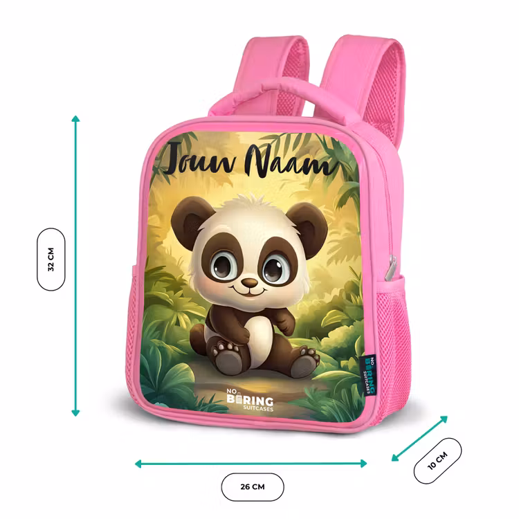 Kinderrugzak met naam - Roze - Panda - Bamboebos - Groen — 3