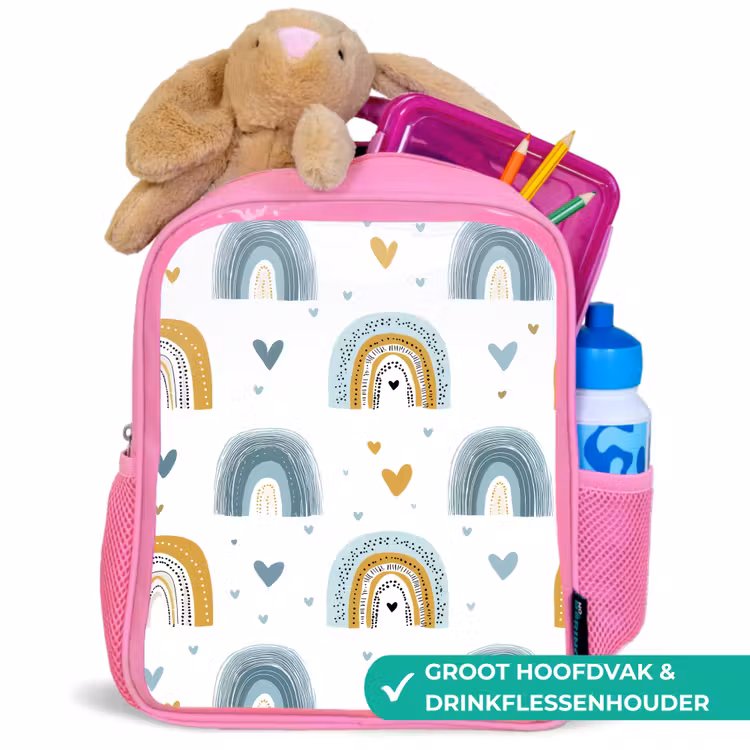 Kinderrugzak - Roze - Patroon - Regenboog - Hartjes — 2
