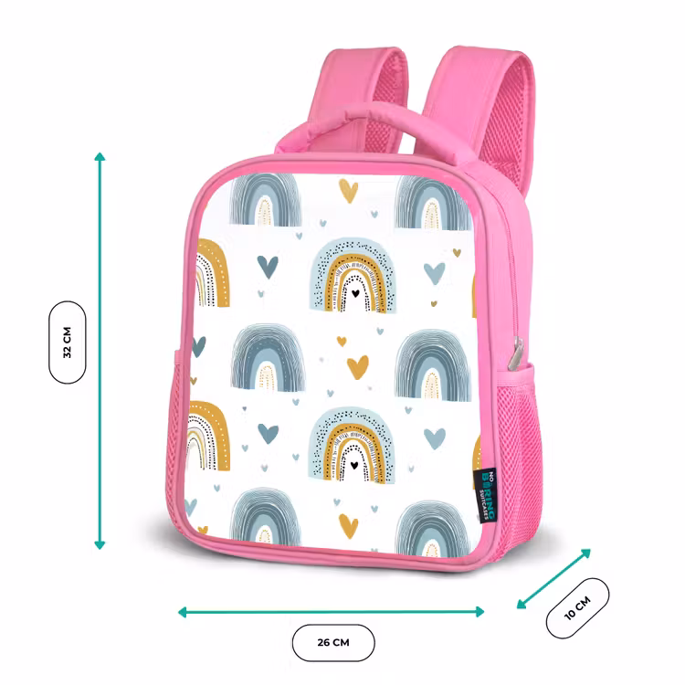 Kinderrugzak - Roze - Patroon - Regenboog - Hartjes — 3