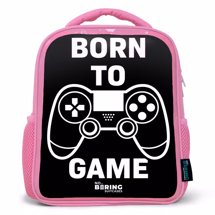 Kinderrugzak - Roze - Qoute met controller in zwart wit — 1