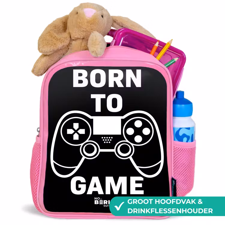 Kinderrugzak - Roze - Qoute met controller in zwart wit — 2