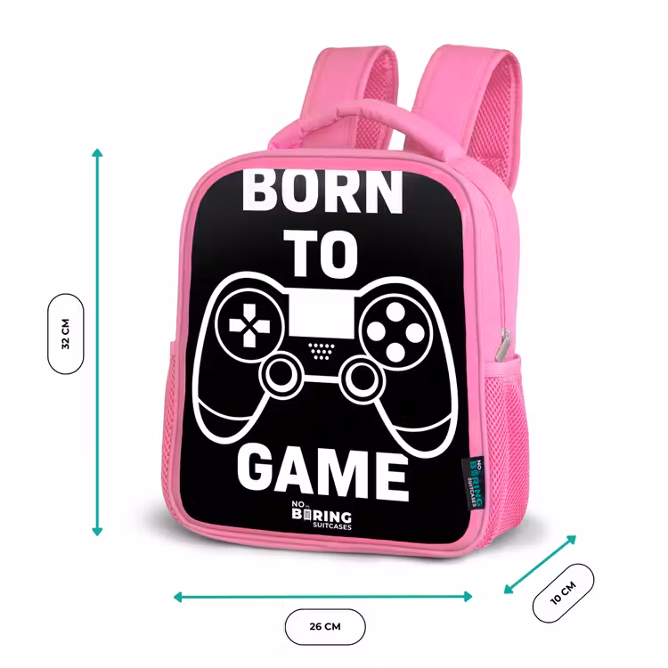 Kinderrugzak - Roze - Qoute met controller in zwart wit — 3