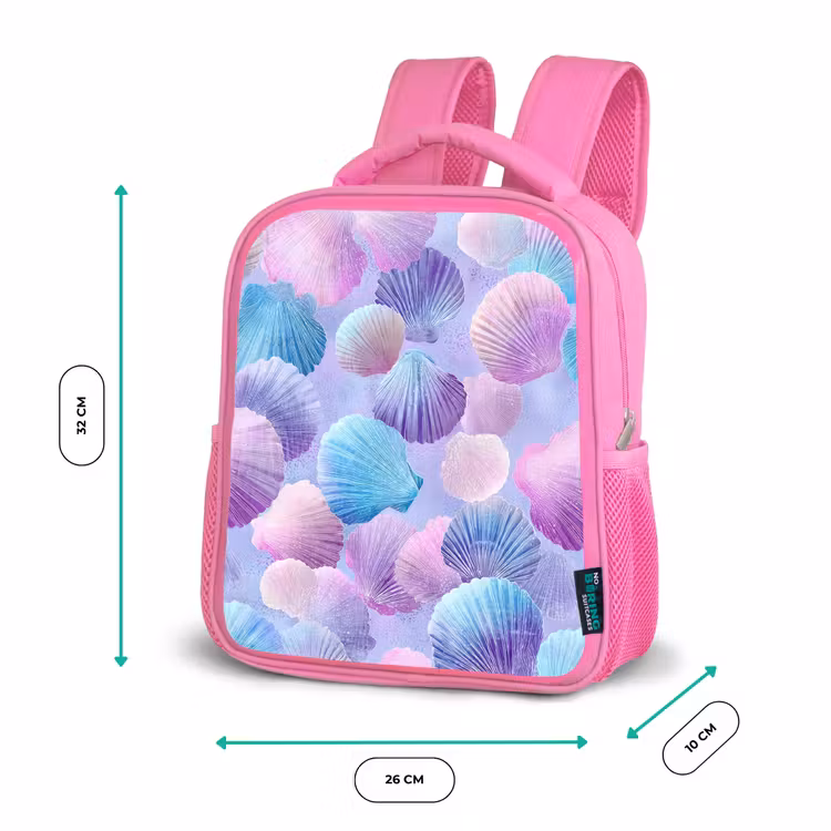 Kinderrugzak - Roze - Schelpen - Paars - Blauw - Patroon — 3