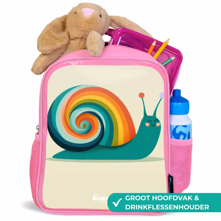 Kinderrugzak - Roze - Slak - Regenboog - Kleurrijk — 2