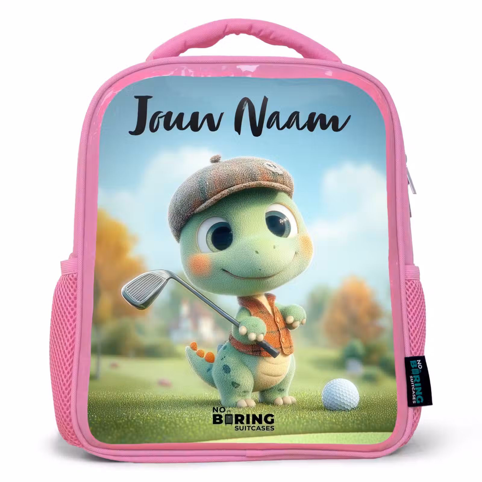 Kinderrugzak met naam - Roze - Golf - Dino - Groen — 1