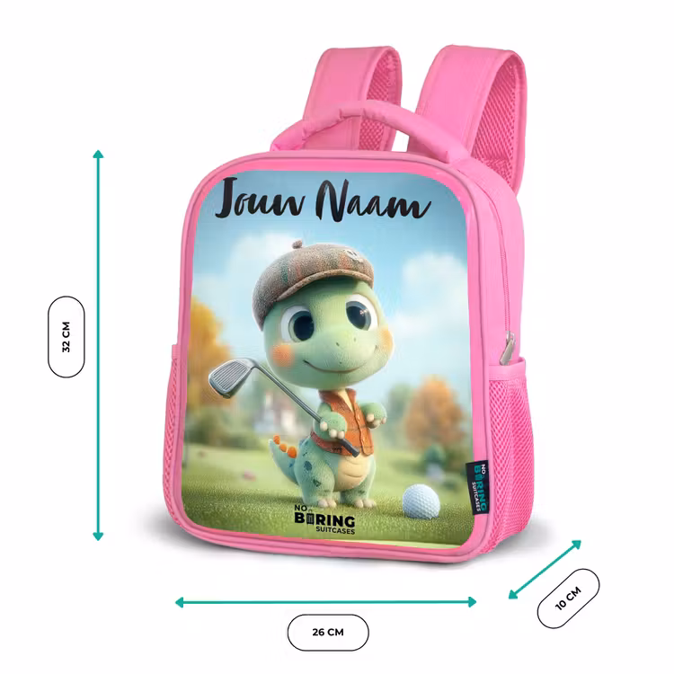 Kinderrugzak met naam - Roze - Golf - Dino - Groen — 3