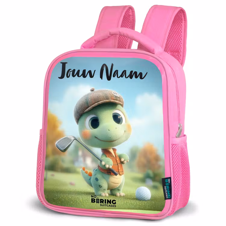 Kinderrugzak met naam - Roze - Golf - Dino - Groen — 4
