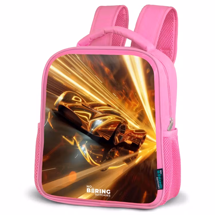 Kinderrugzak - Roze - Gouden raceauto in een tunnel — 4
