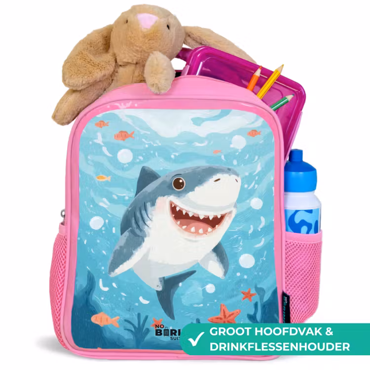 Kinderrugzak - Roze - Haai - Water - Zee — 2