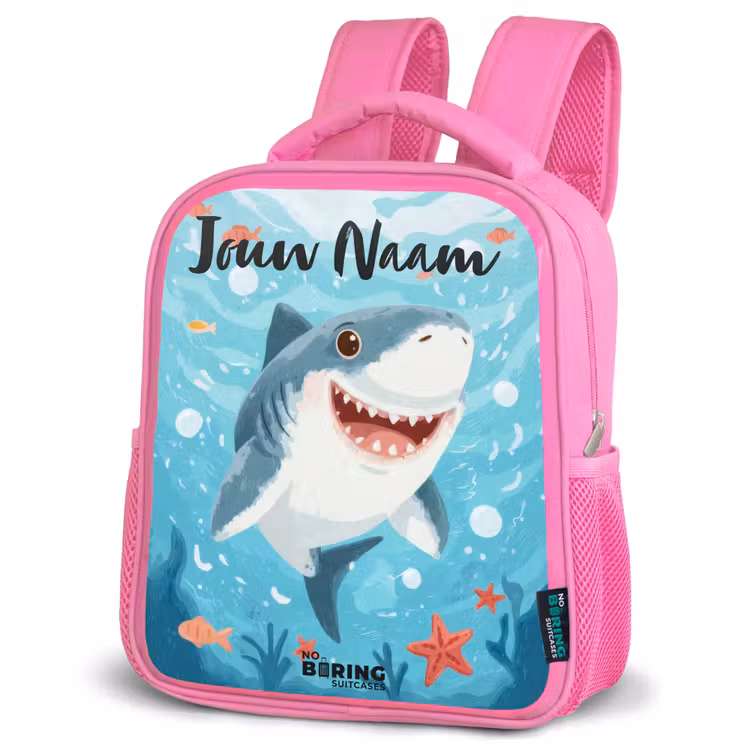 Kinderrugzak met naam - Roze - Haai - Water - Zee — 4