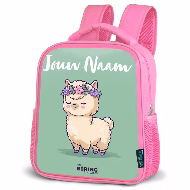 Kinderrugzak met naam - Roze - Kawai - Alpaca - Groen β 4