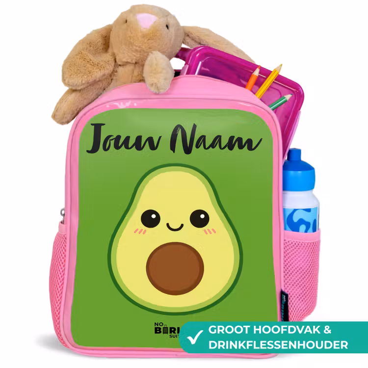 Kinderrugzak met naam - Roze - Kawai - Avocado - Groen — 2