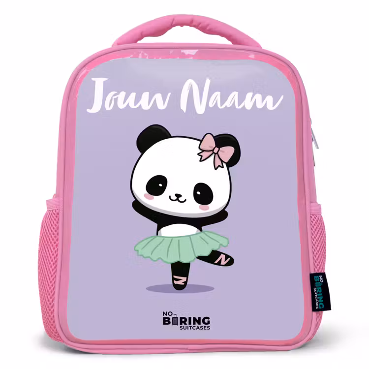 Kinderrugzak met naam - Roze - Kawai - Ballet - Panda â 1