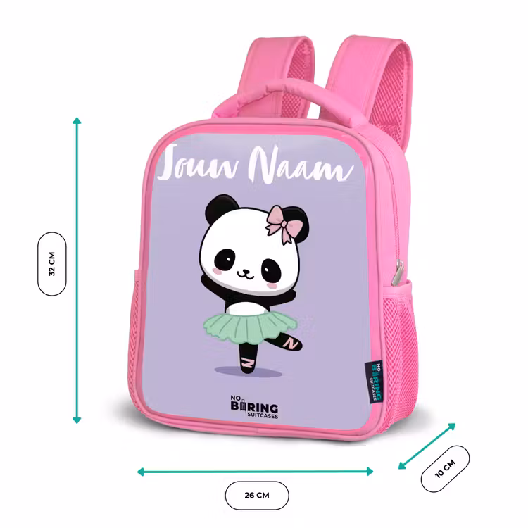 Kinderrugzak met naam - Roze - Kawai - Ballet - Panda â 3