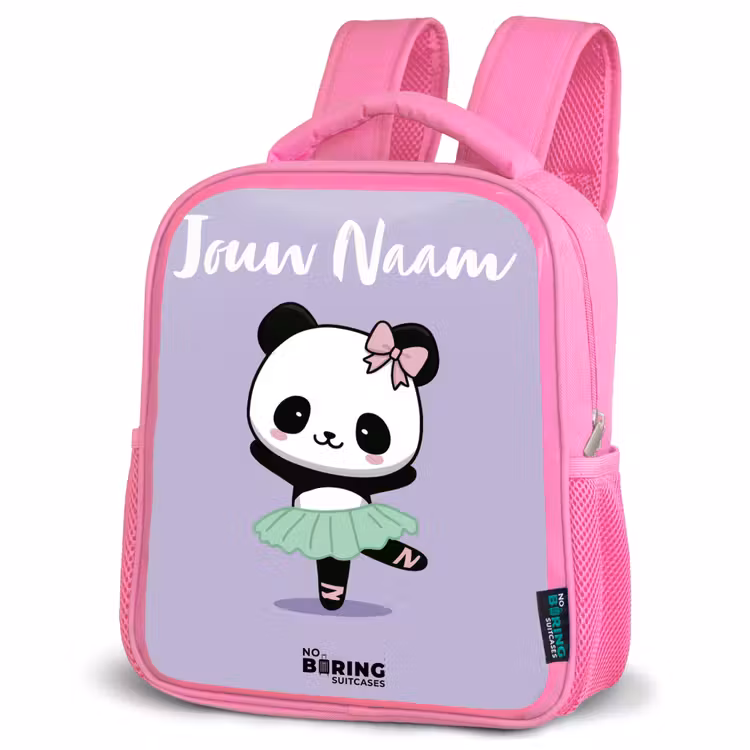 Kinderrugzak met naam - Roze - Kawai - Ballet - Panda â 4