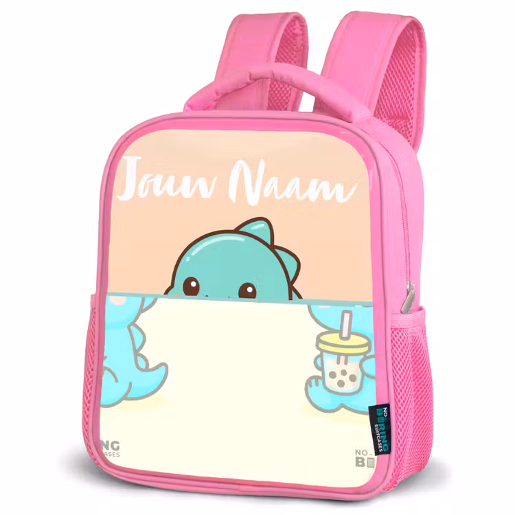 Kinderrugzak met naam - Roze - Kawai - Dino - Bubbletea — 4
