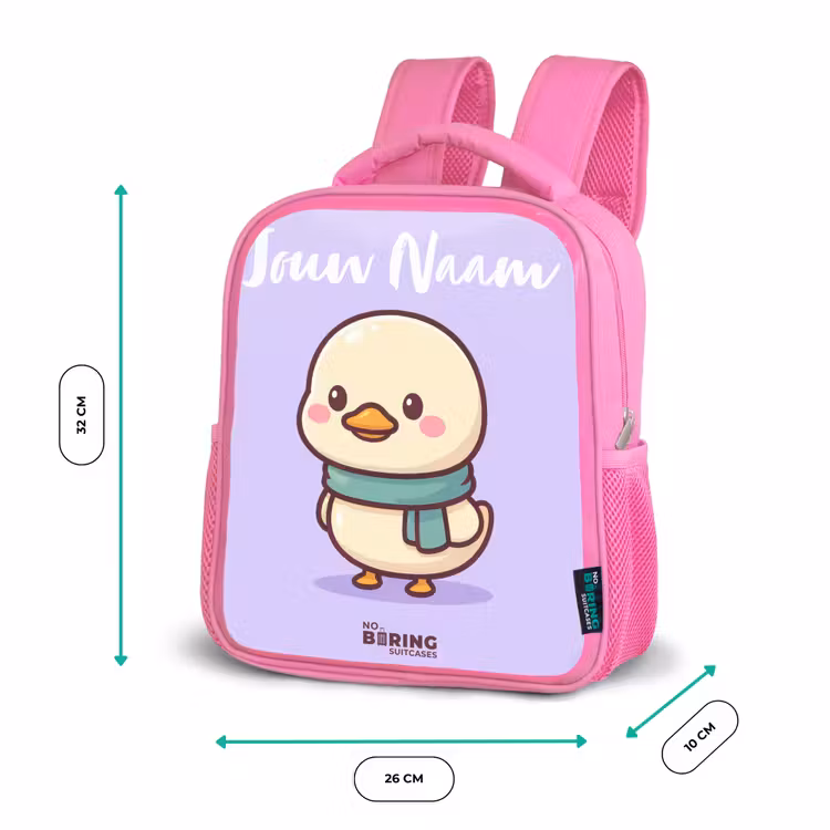 Kinderrugzak met naam - Roze - Kawai - Eend - Sjaal — 3