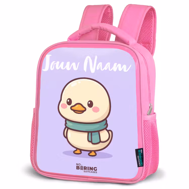 Kinderrugzak met naam - Roze - Kawai - Eend - Sjaal — 4