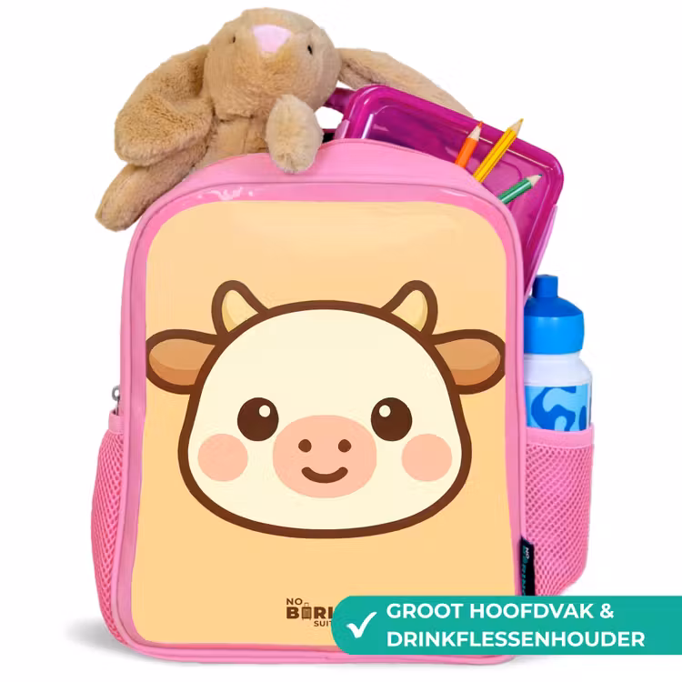 Kinderrugzak - Roze - Kawai - Koe - Bruin — 2