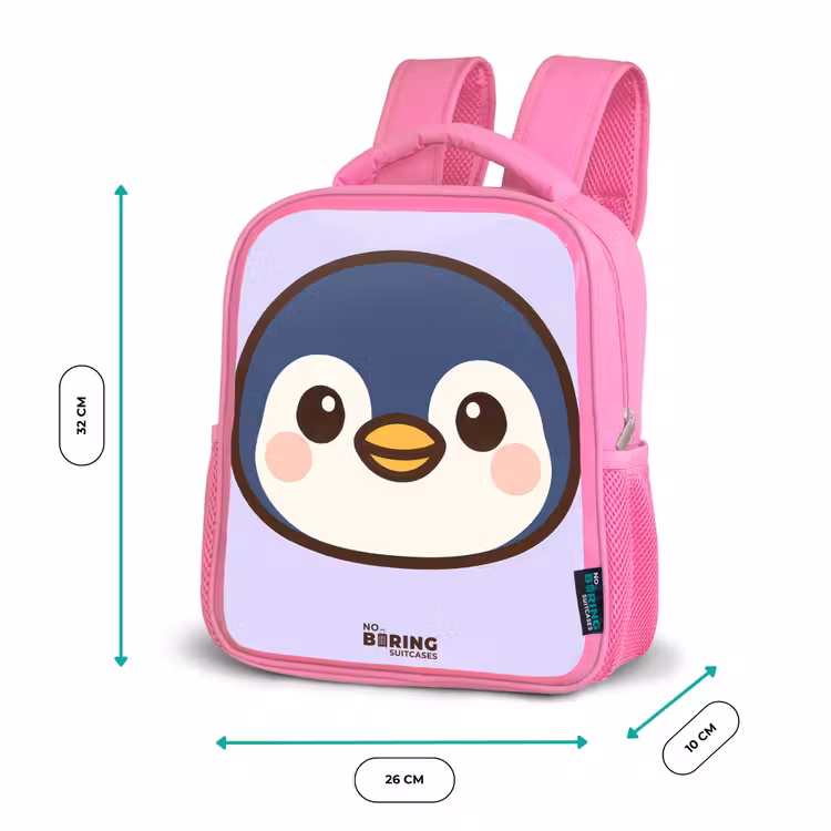 Kinderrugzak met naam - Roze - Pinguïn — 3