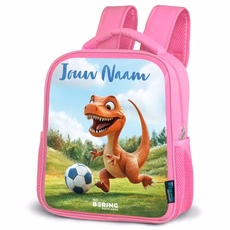 Kinderrugzak met naam - Roze - Voetbal - Dino - Sport — 4