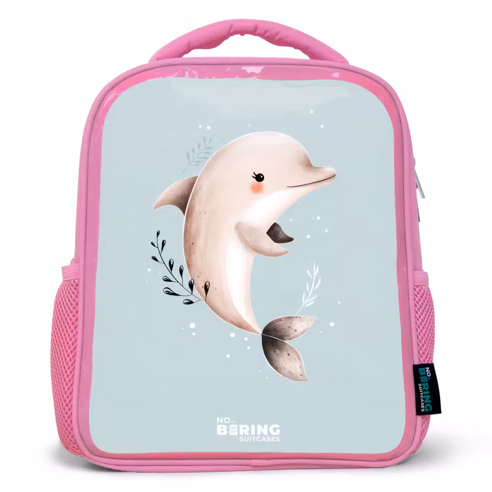 Kinderrugzak - Roze - Beige dolfijn in blauw water — 1