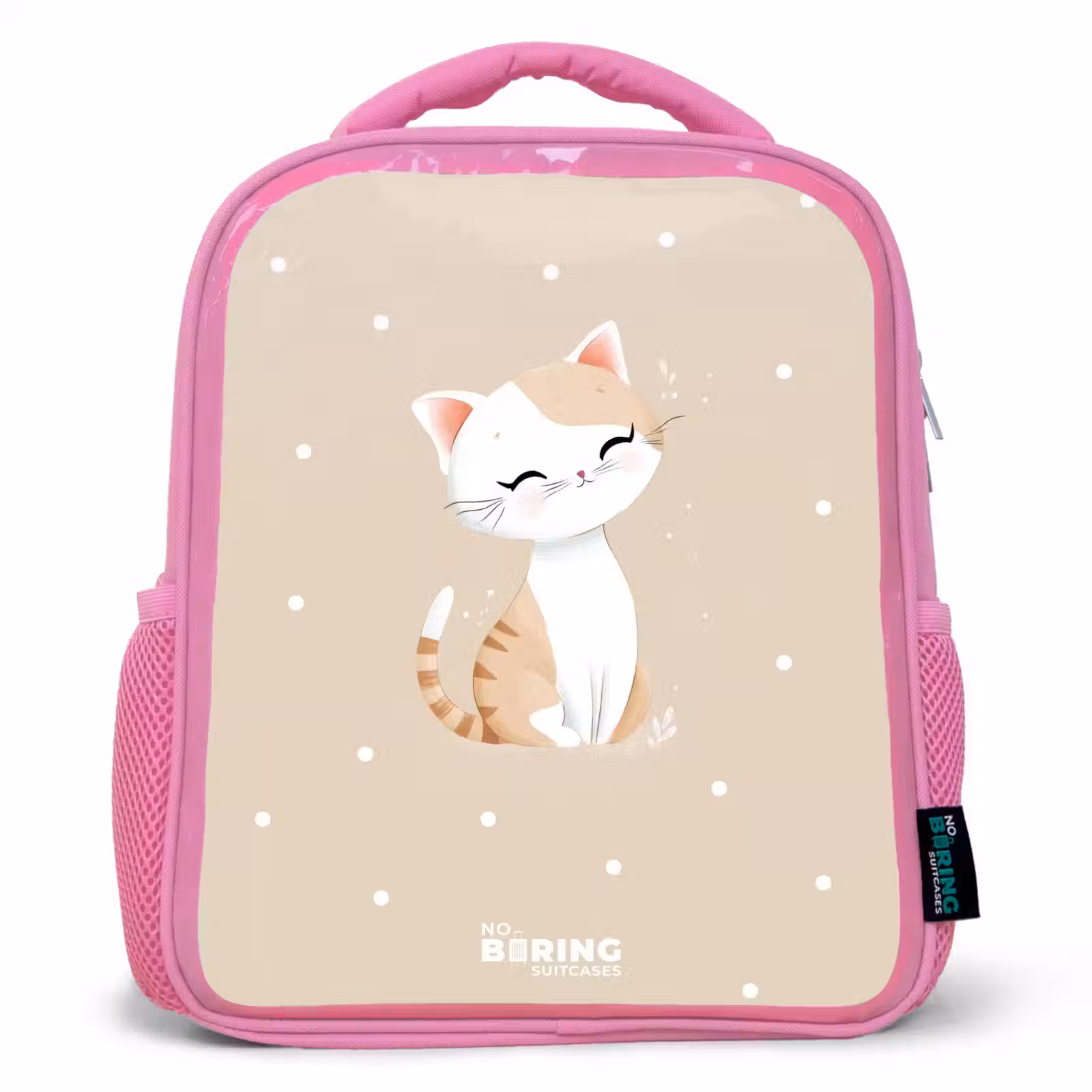 Kinderrugzak - Roze - Kat omringd door beige stippen — 1