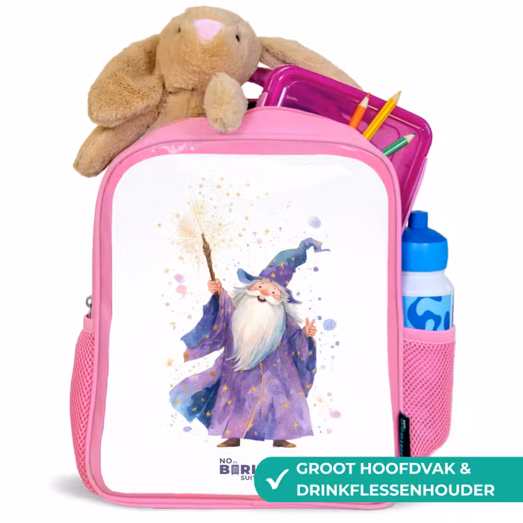 Kinderrugzak - Roze - Oude tovenaar met staf — 2
