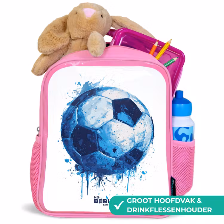 Kinderrugzak - Roze - Voetbal - Inktspatten - Blauw - Bal — 2