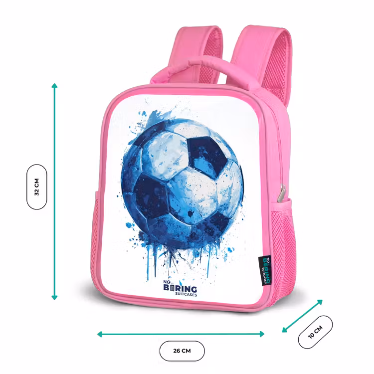 Kinderrugzak - Roze - Voetbal - Inktspatten - Blauw - Bal — 3
