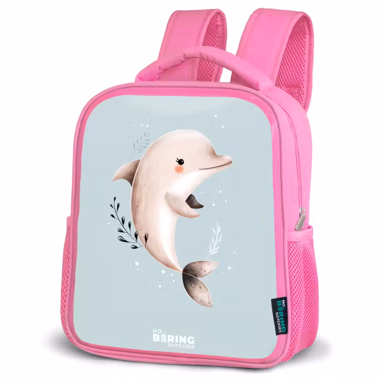 Kinderrugzak - Roze - Beige dolfijn in blauw water — 4
