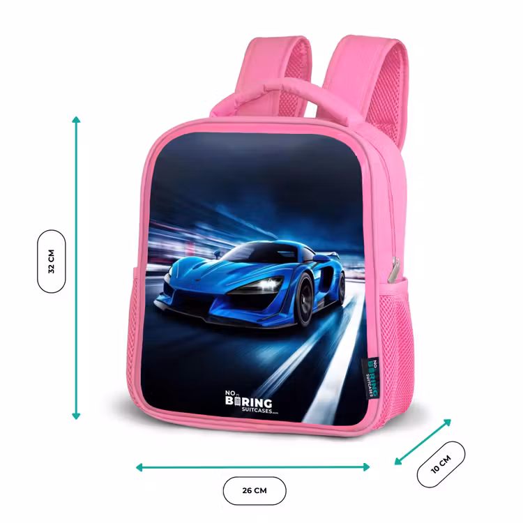 Kinderrugzak - Roze - Blauwe sportauto β 3