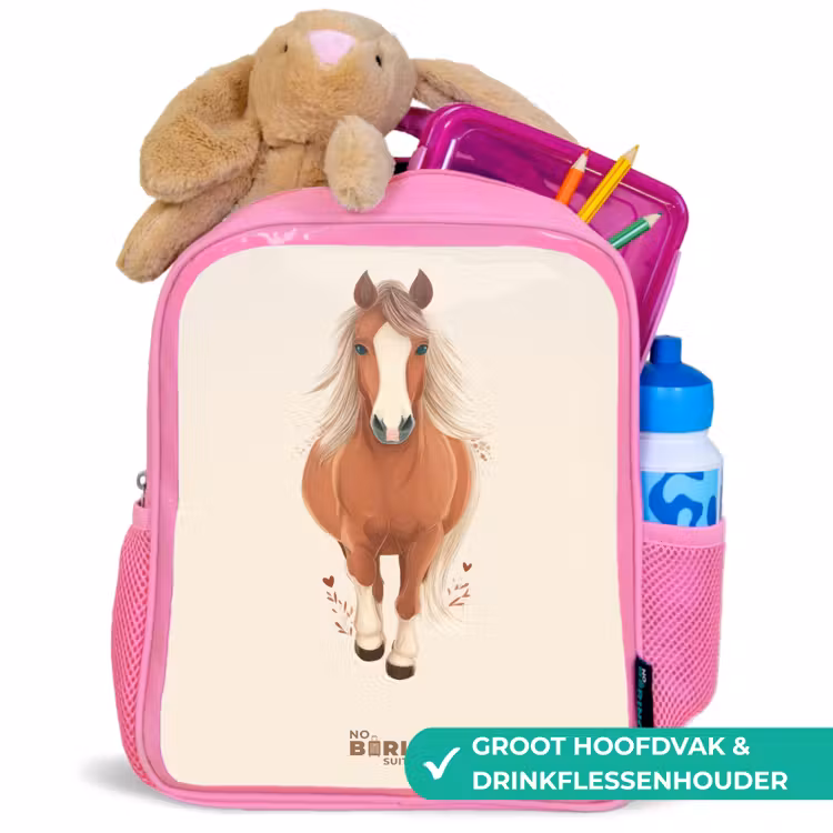 Kinderrugzak - Roze - Bruin paard in gallop — 2