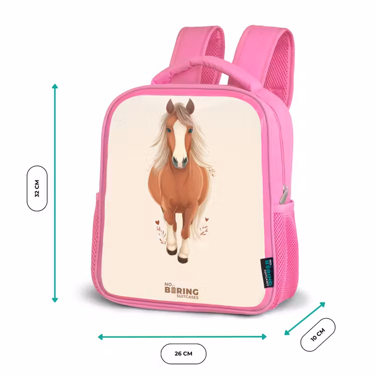 Kinderrugzak - Roze - Bruin paard in gallop — 3