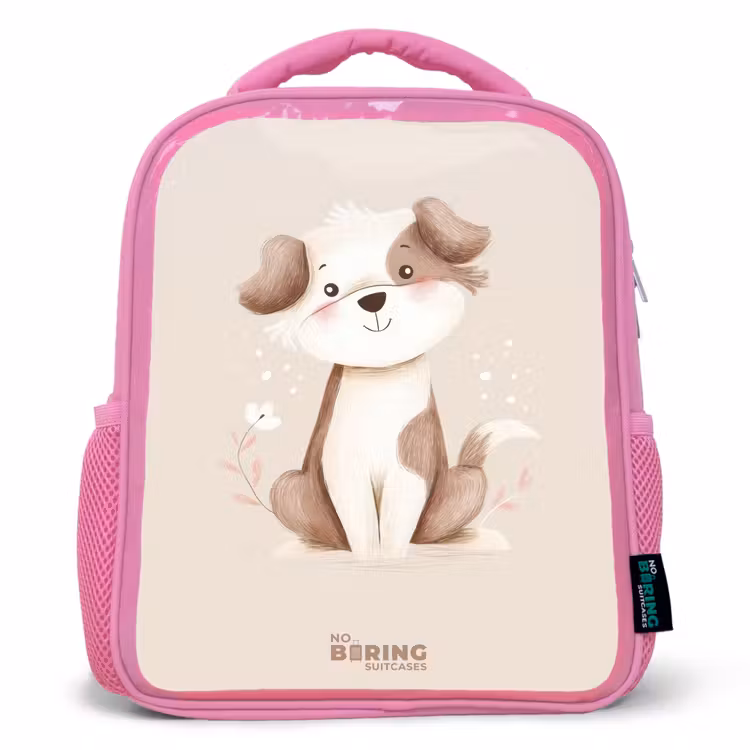 Kinderrugzak - Roze - Hond in de kleuren bruin en beige — 1