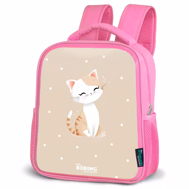 Kinderrugzak - Roze - Kat omringd door beige stippen — 4