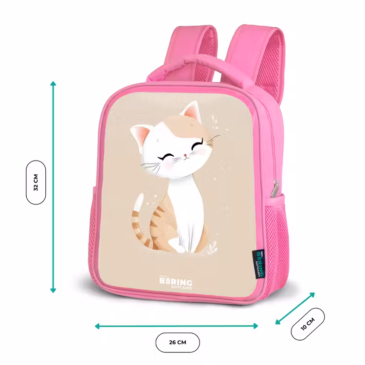 Kinderrugzak - Roze - Kitten in de kleuren beige en wit — 3