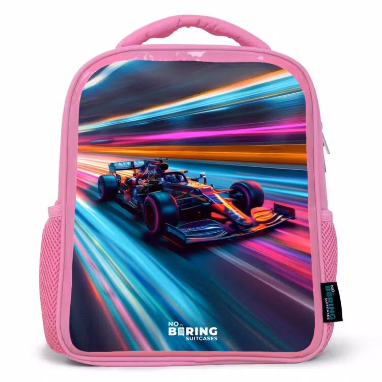 Kinderrugzak - Roze - Raceauto met kleurrijke lichtsporen — 1