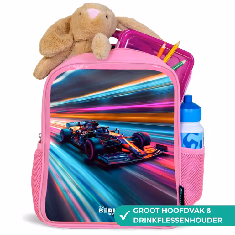 Kinderrugzak - Roze - Raceauto met kleurrijke lichtsporen — 2