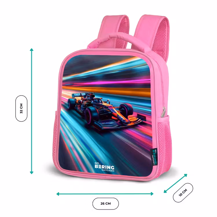 Kinderrugzak - Roze - Raceauto met kleurrijke lichtsporen — 3